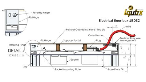 exploded-view drawing of a electrical floor box|floor box receptacle design.